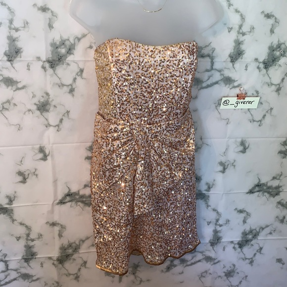 M Gold Sequin Bow Prom / Formal Dress Arden B - Picture 4 of 17